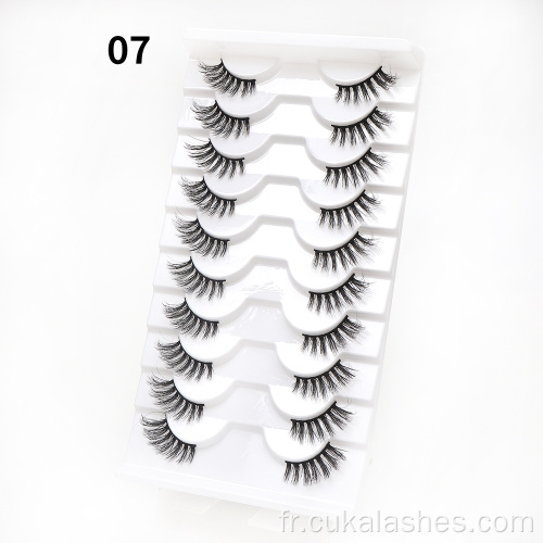 10 paires à moitié fixes cils naturels demi-cils